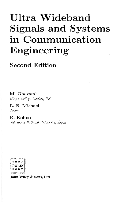 (PDF) Ultra Wideband Signals and Systems in Communication Engineering