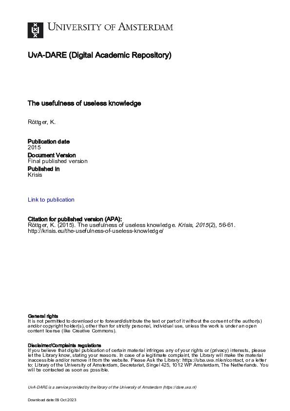 (PDF) The usefulness of useless knowledge