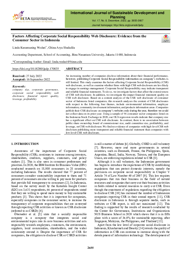 (PDF) Factors Affecting Corporate Social Responsibility Web Disclosure ...