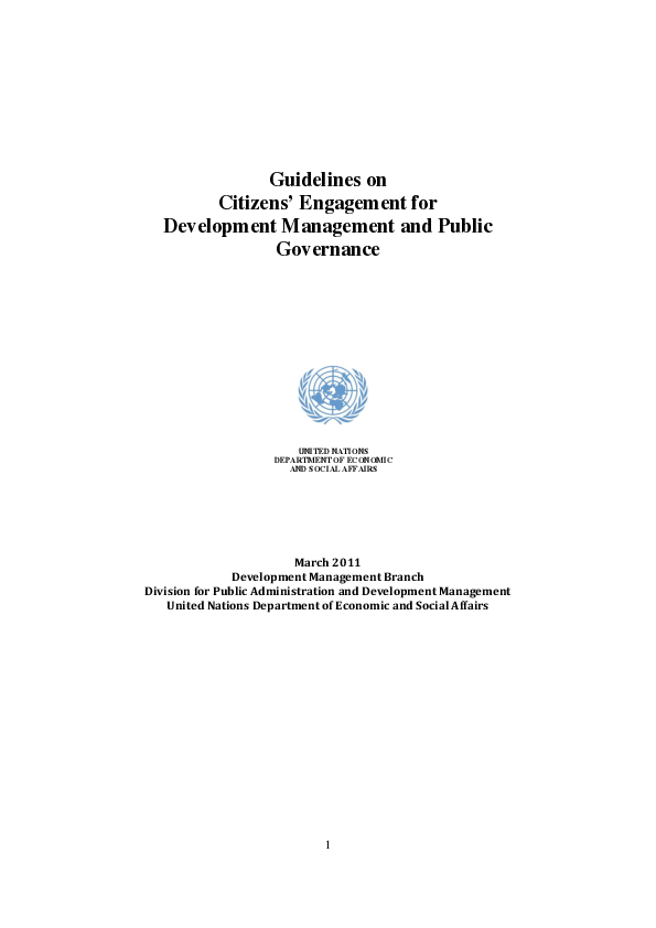 (PDF) Guidelines on Citizens' Engagement for Development Management and ...
