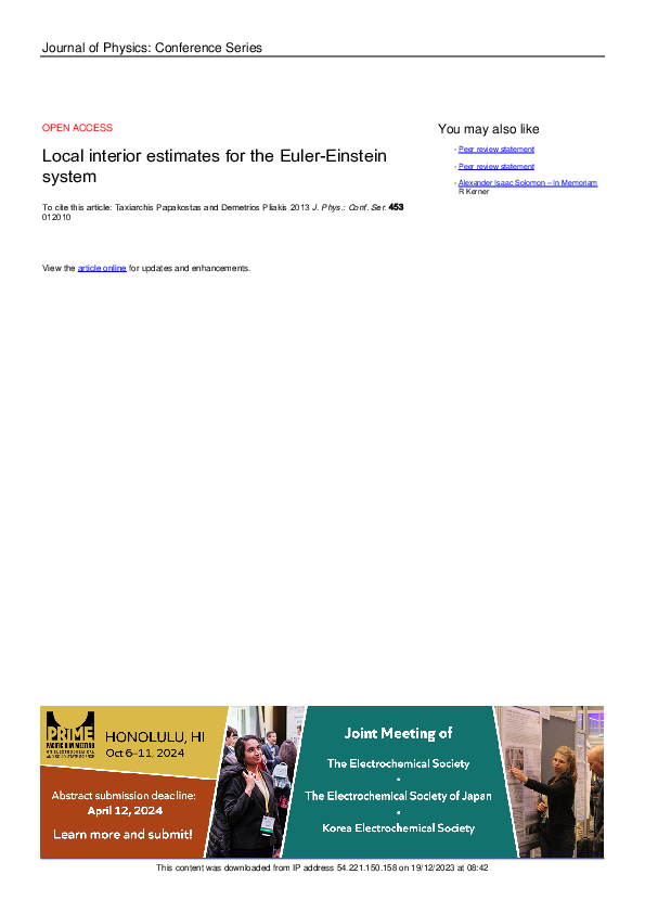 (PDF) Local interior estimates for the Euler-Einstein system