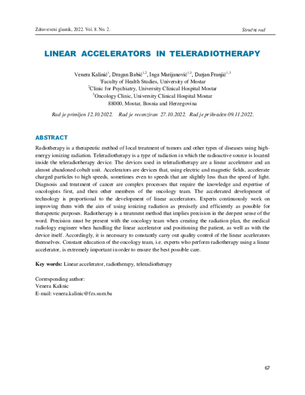 (PDF) Linear Accelerators in Teleradiotherapy