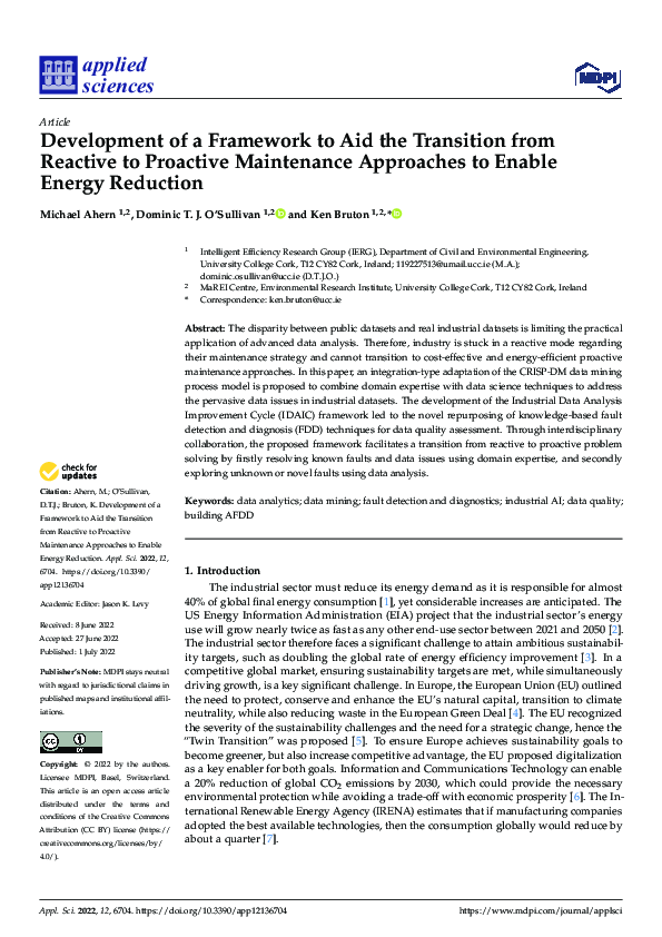 (PDF) Development of a Framework to Aid the Transition from Reactive to ...