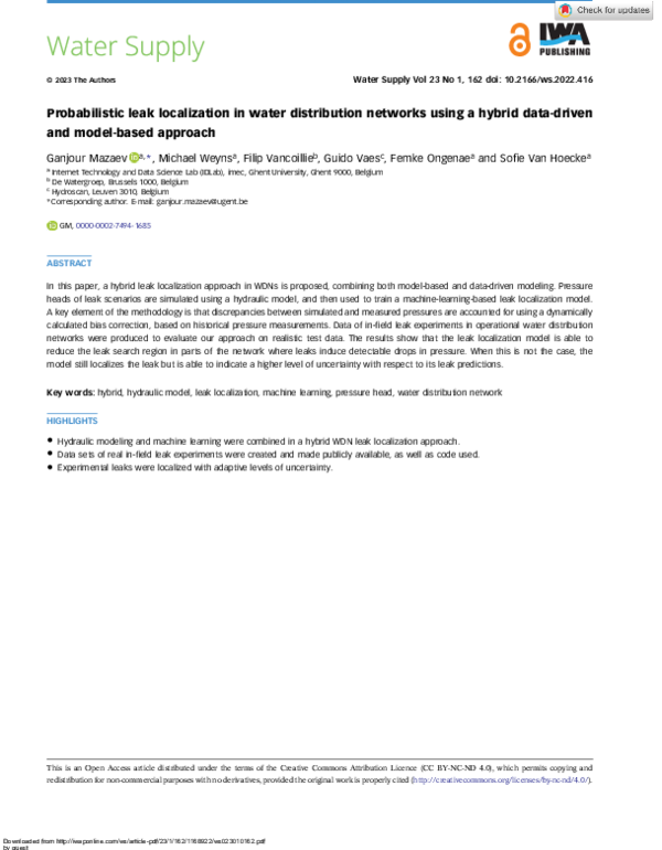 (PDF) Probabilistic leak localization in water distribution networks ...