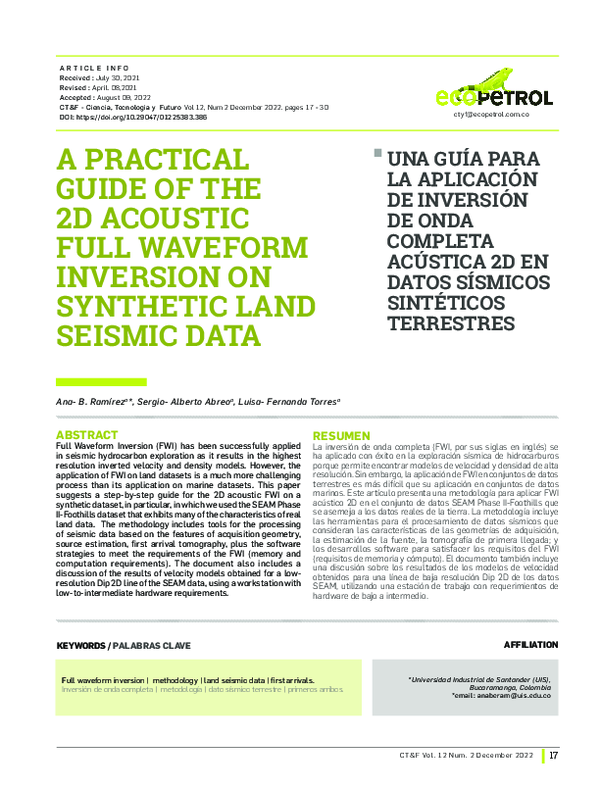 (PDF) A practical guide of the 2D acoustic full waveform inversion on ...