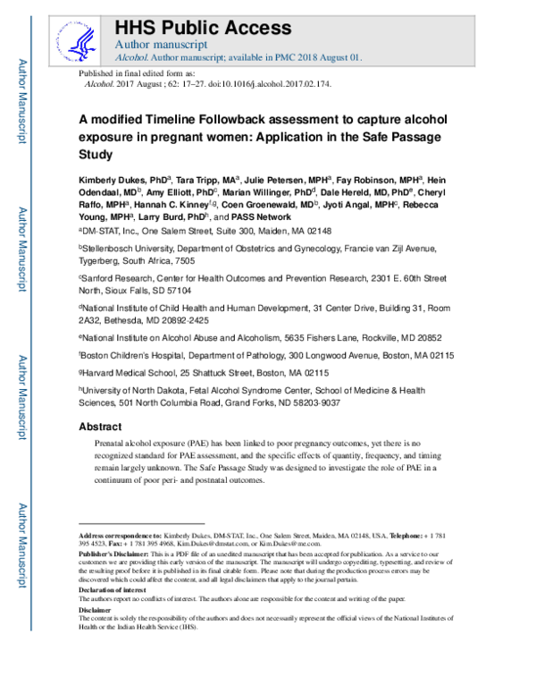 (PDF) A modified Timeline Followback assessment to capture alcohol ...