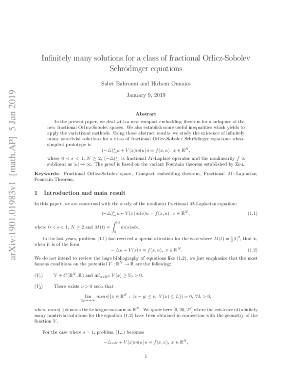 (PDF) Infinitely many solutions for a class of fractional Orlicz ...