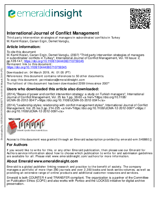 (PDF) Manager's Intervention Strategy Measure