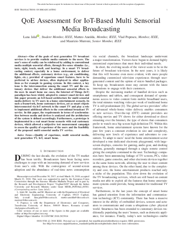 (PDF) QoE Assessment for IoT-Based Multi Sensorial Media Broadcasting