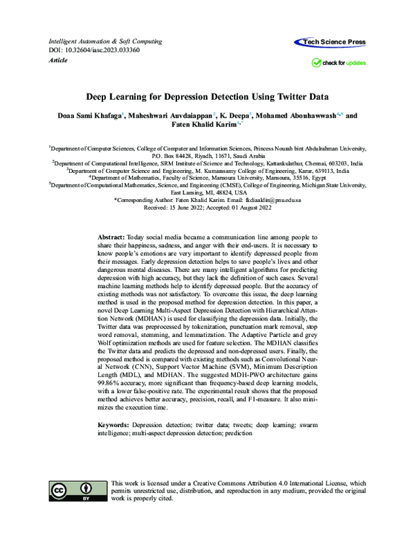 (PDF) Deep Learning for Depression Detection Using Twitter Data