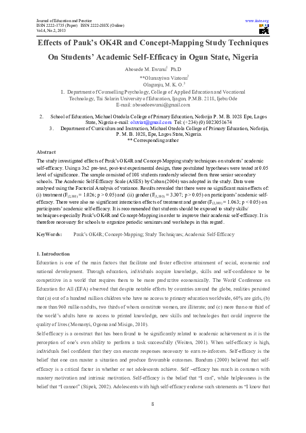 (PDF) Effects of Pauk's OK4R and Concept-Mapping Study Techniques On ...