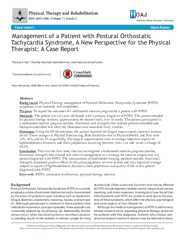(PDF) Management of a Patient with Postural Orthostatic Tachycardia ...