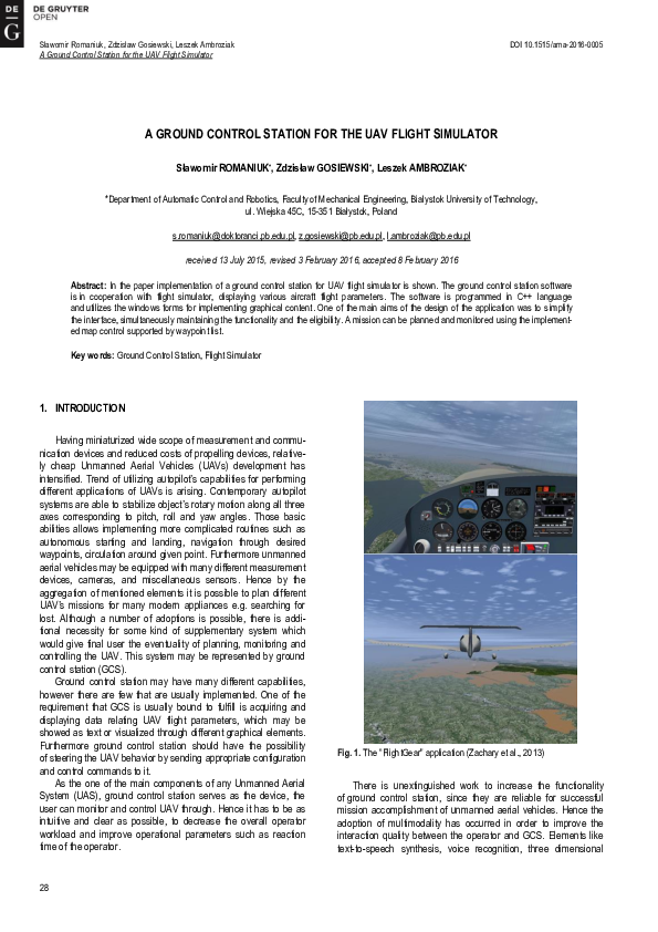 (PDF) A Ground Control Station for the UAV Flight Simulator