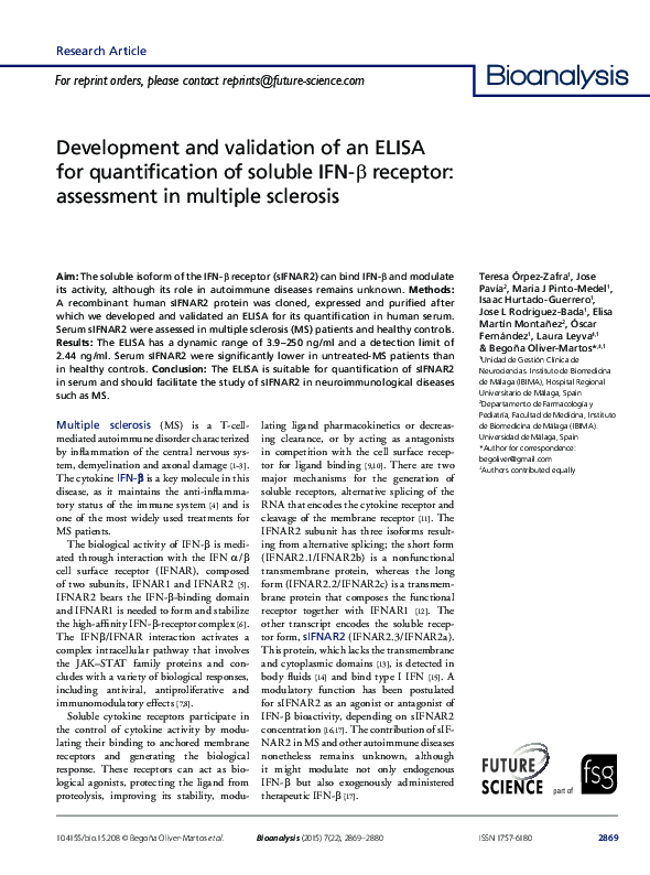 (PDF) Development and validation of an ELISA for quantitation of Bovine ...