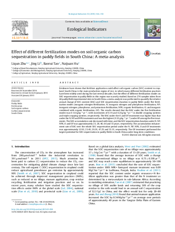 (PDF) Effect of different fertilization modes on soil organic carbon ...