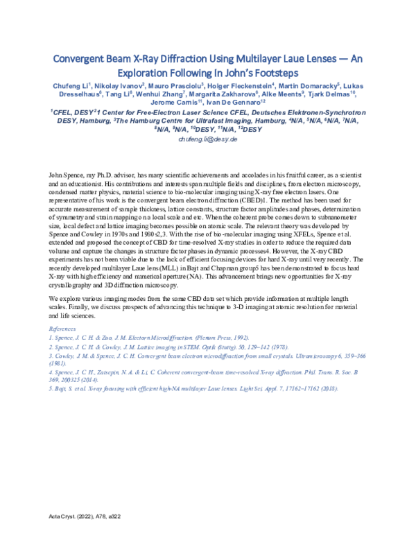 (PDF) Convergent beam X-ray diffraction using multilayer Laue lenses ...