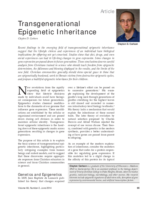 (PDF) Transgenerational Epigenetic Inheritance