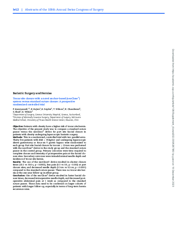 (PDF) Trocar site closure with a novel anchor-based (neoClose®) system ...