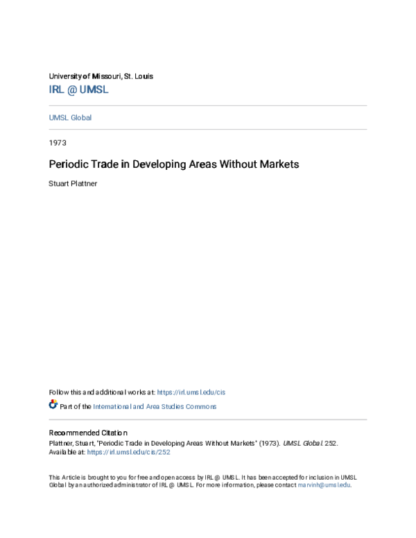 (PDF) Periodic Trade in Developing Areas without Markets