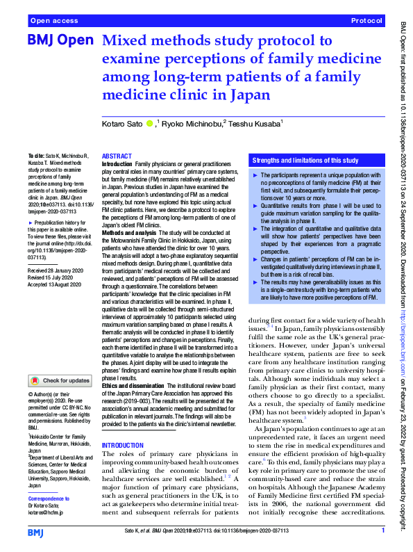 (PDF) Mixed methods study protocol to examine perceptions of family ...