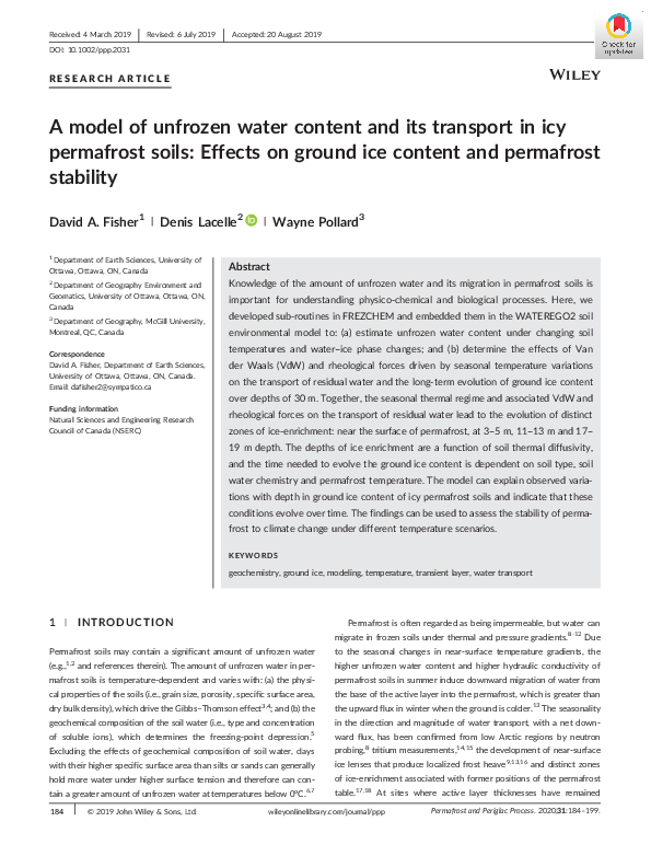 (PDF) A model of unfrozen water content and its transport in icy ...
