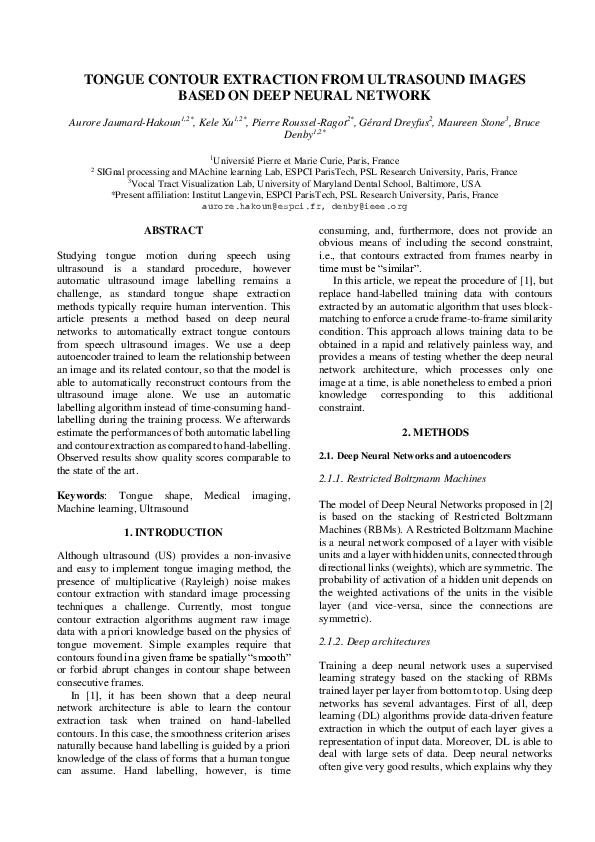 (PDF) Tongue contour extraction from ultrasound images based on deep ...