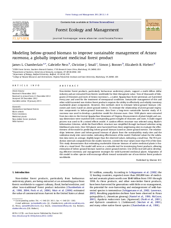 (PDF) Modeling below-ground biomass to improve sustainable management ...