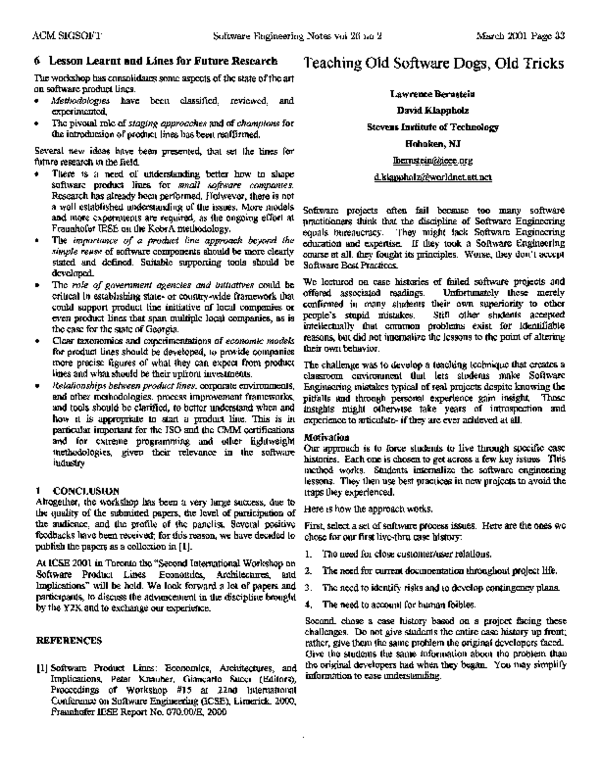 (PDF) Teaching old software dogs, old tricks