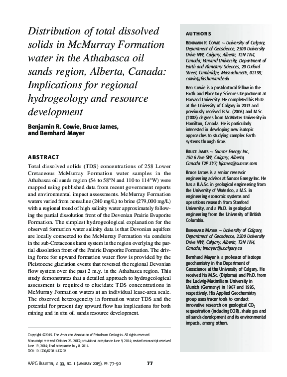 (PDF) Distribution of total dissolved solids in McMurray Formation ...