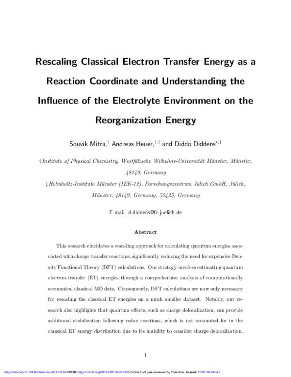 (PDF) Rescaling Classical Electron Transfer Energy as a Reaction ...