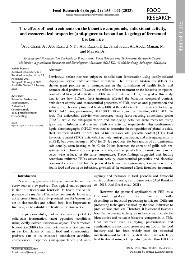 (PDF) The effect of heat treatments on the bioactive compounds ...