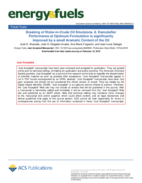 (PDF) Breaking of Water-in-Crude Oil Emulsions. 8. Demulsifier ...