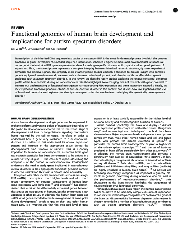 (PDF) Functional genomics of human brain development and implications ...