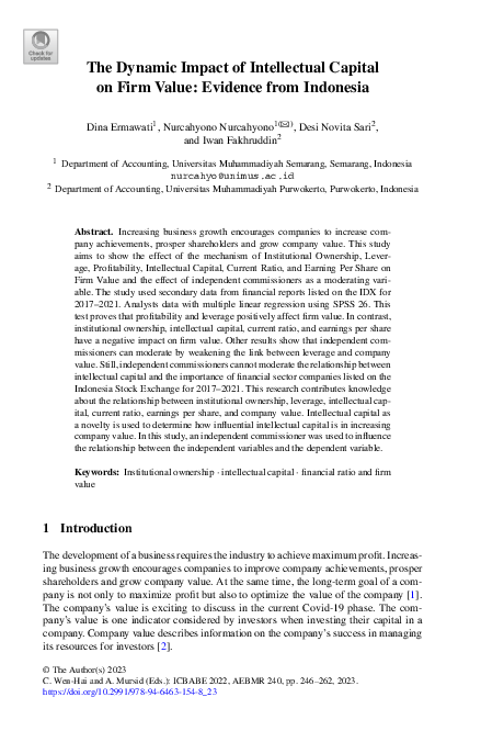 (PDF) The Dynamic Impact of Intellectual Capital on Firm Value ...