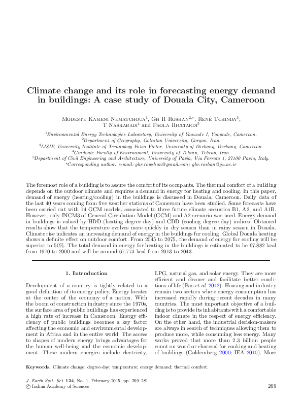 (PDF) Climate change and its role in forecasting energy demand in ...