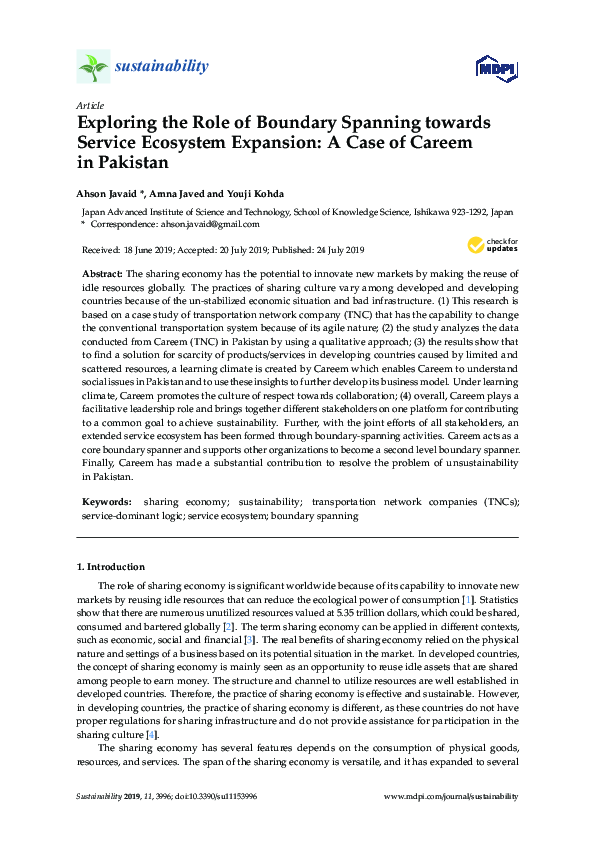 (PDF) Exploring the Role of Boundary Spanning towards Service Ecosystem ...