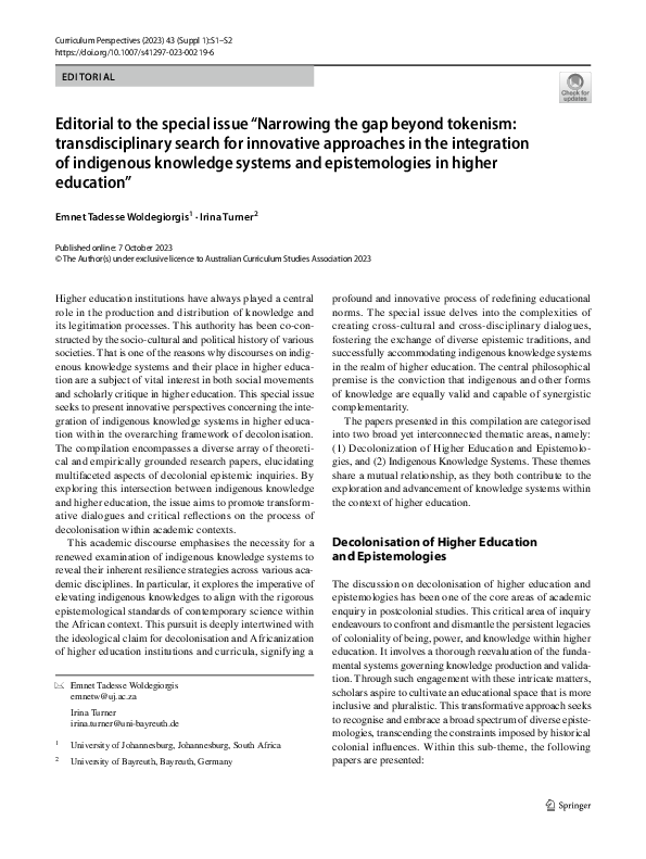 (PDF) Editorial to the special issue “Narrowing the gap beyond tokenism ...