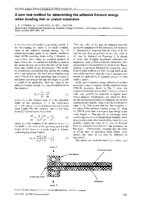 (PDF) A new test method for determining the adhesive fracture energy ...