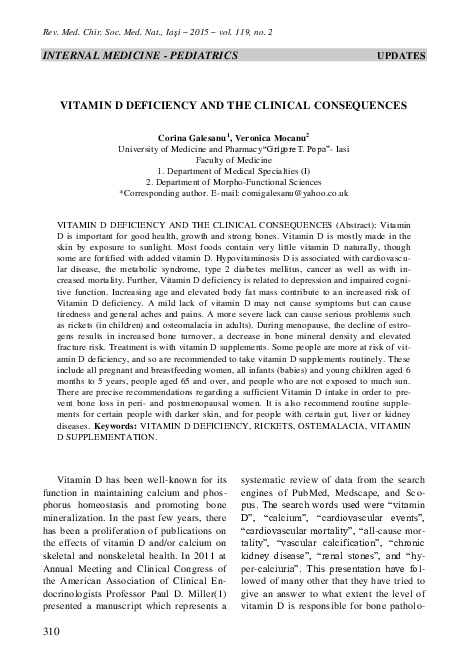(PDF) Vitamin D Deficiency and the Clinical Consequences