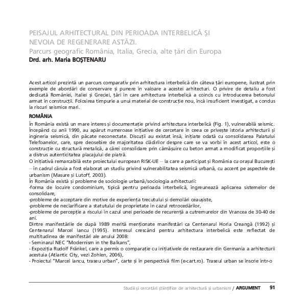 (PDF) Peisajul arhitectural din perioada interbelică şi nevoia de ...