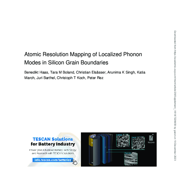(PDF) Atomic Resolution Mapping of Localized Phonon Modes in Silicon ...