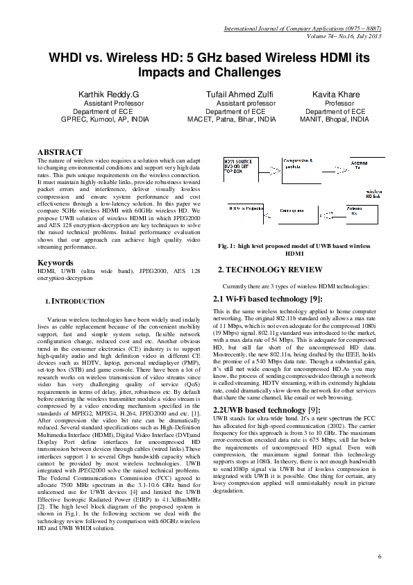 (PDF) WHDI vs. WIRELESS HD: 5 GHz based Wireless HDMI its Impacts and ...