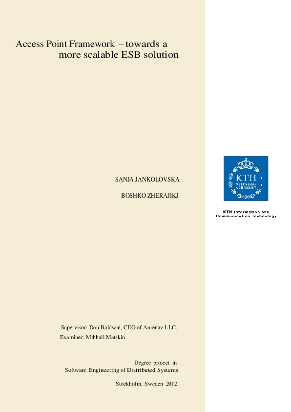 (PDF) Access Point Framework : - towards a more scalable ESB solution