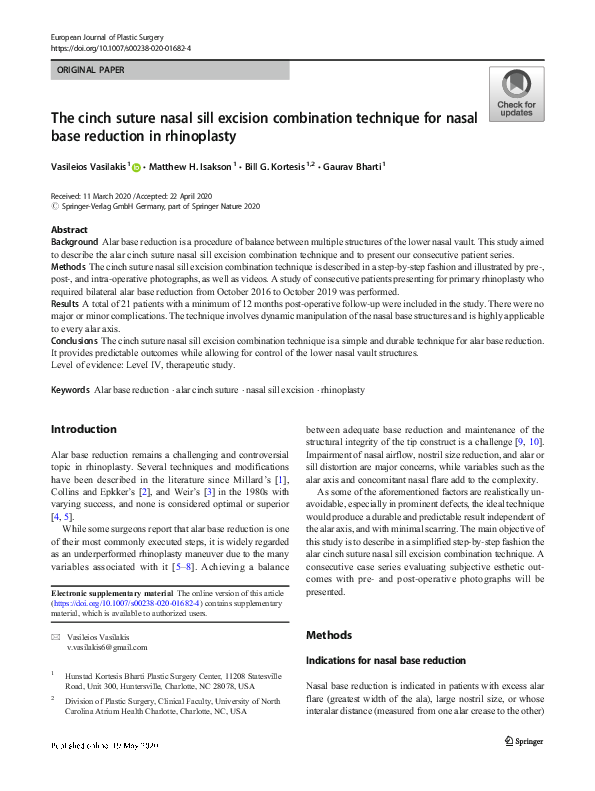 (PDF) The cinch suture nasal sill excision combination technique for ...