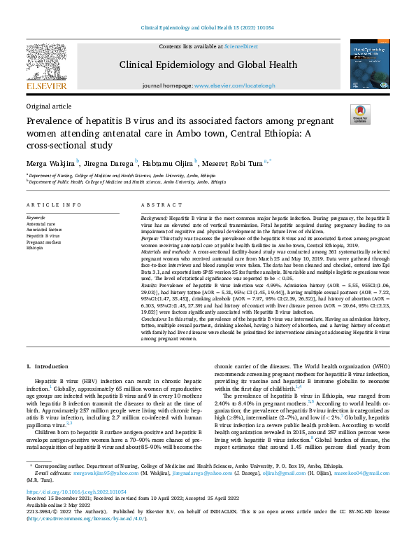 (PDF) Prevalence of hepatitis B virus and its associated factors among ...