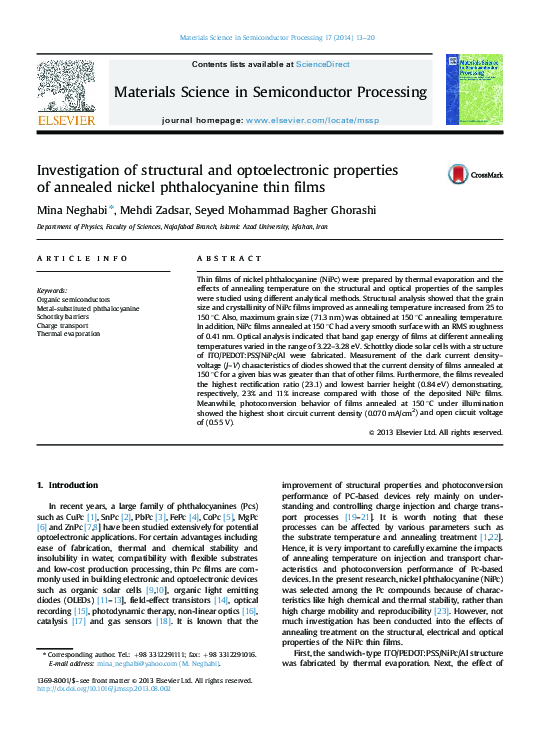 (PDF) Investigation of structural and optoelectronic properties of ...