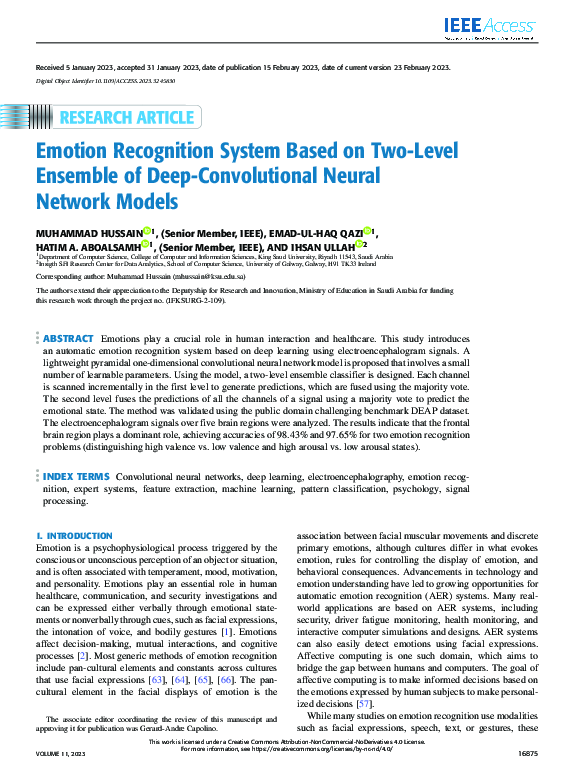 (PDF) Emotion Recognition System Based on Two-Level Ensemble of Deep ...