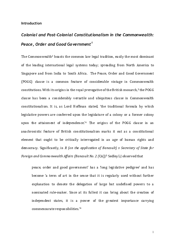 (PDF) Colonial and Post-Colonial Constitutionalism in the Commonwealth ...