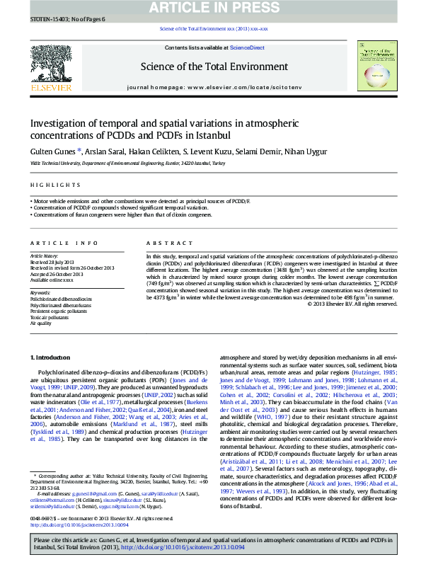 (PDF) Investigation of temporal and spatial variations in atmospheric ...