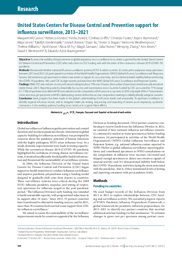 (PDF) United States Centers for Disease Control and Prevention support ...